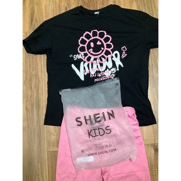 NWT Shein Kids Black and Pink Matching set " Future has Infinite Possibilities - Picture 3 of 13